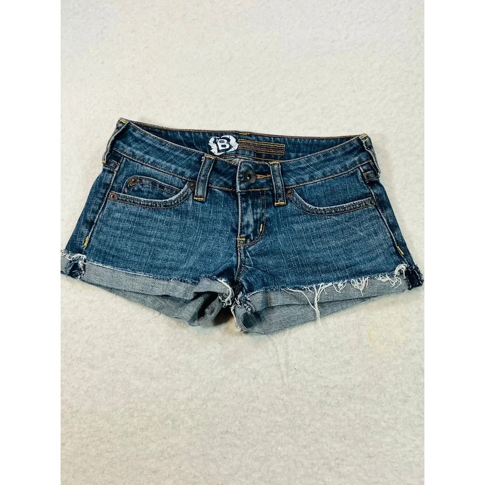 Bullhead Denim Short Shorts Women Size 00 Medium Wash Low Rise Cut Off